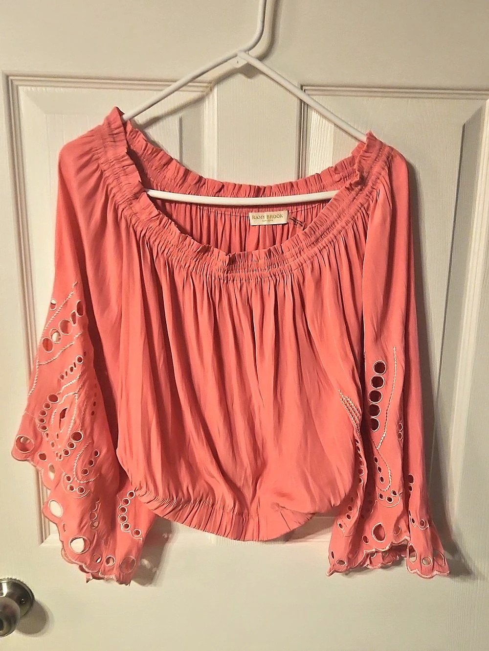 Ramy Brook Pink Cutout Sleeve Blouse Like New